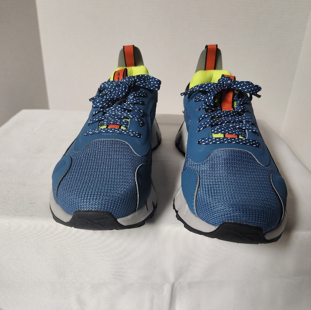 Blue Athletic Sneakers with Neon Accents